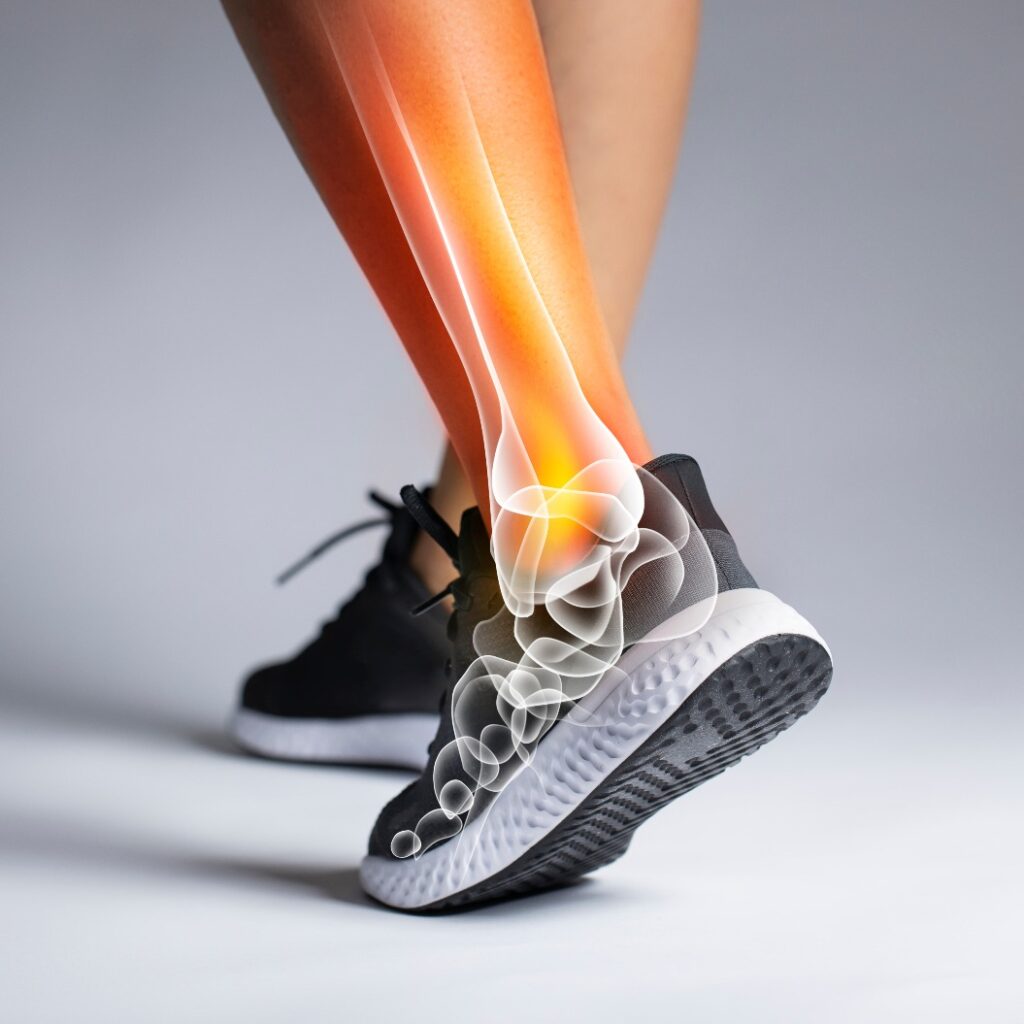 Ankle pain in detail - Sports injuries concept.